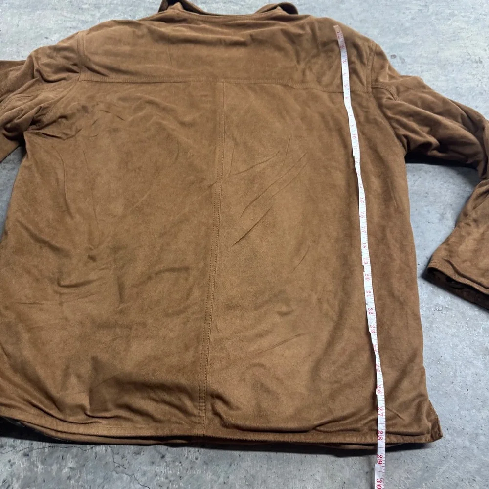 Reportage Men's Brown Suede Plaid Lined Shacket S/M Italy VTG Retro Western - Picture 4 of 6